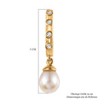 Süßwasserzucht Perle, Weißer Zirkon Ohrringe, 925 Silber Gelbgold Vermeil