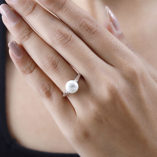 Drilled Süßwasser Perle Ringe 925 Silber platiniert