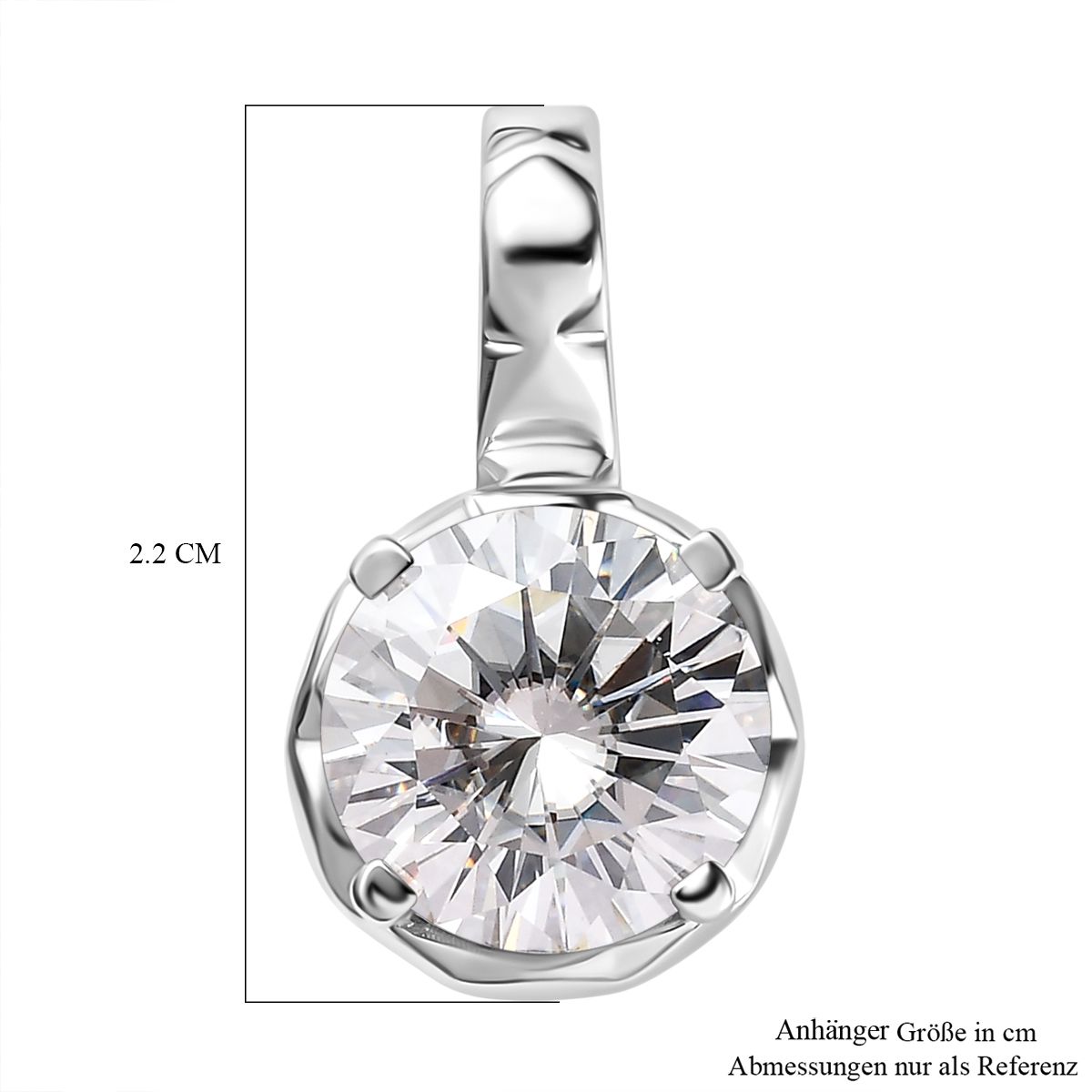 Moissanit Anhänger, 925 Silber platiniert ca. 3.79 ct