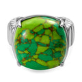 Grünes Türkis Ring, Edelstahl (Größe 16.00) ca. 12.43 ct