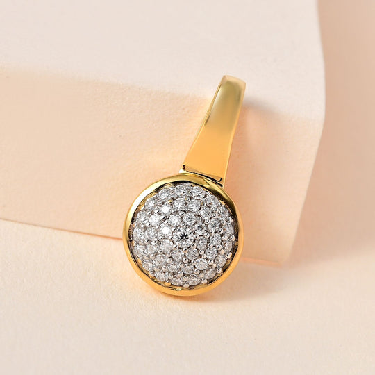 Moissanit Anhänger 925 Silber Gelbgold Vermeil ca. 0.45 ct