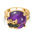GP Trionfo Kollektion - AA Afrikanischer Amethyst, Natürlicher Chromdiopsid Ring, 925 Silber Gelbgold Vermeil (Größe 17.00) ca. 15.18 ct