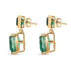 Smaragd-Quarz-Triplette Ohrringe, 925 Silber Gelbgold Vermeil, ca. 10.23 ct