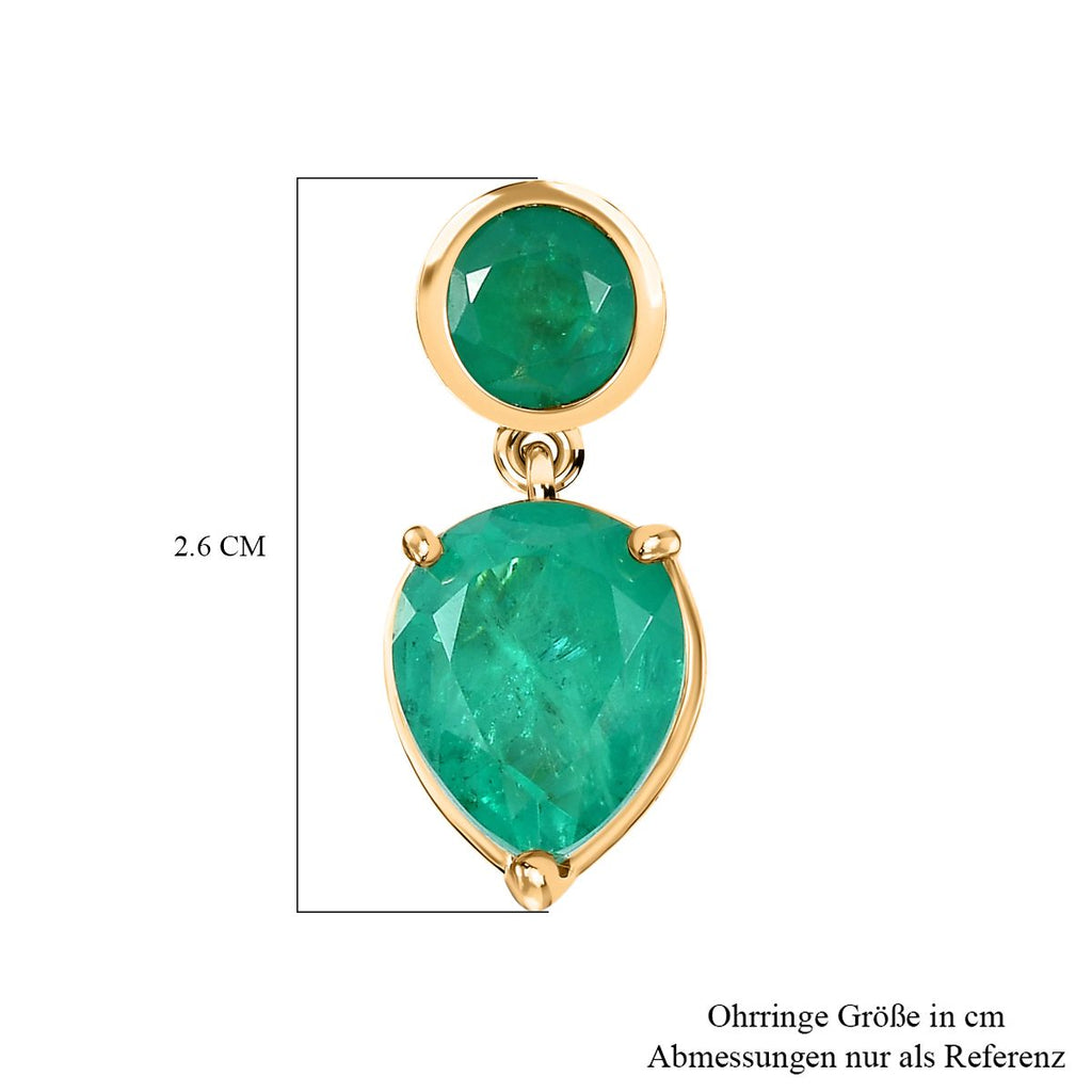 Smaragd-Quarz-Triplette Ohrringe, 925 Silber Gelbgold Vermeil, ca. 10.23 ct