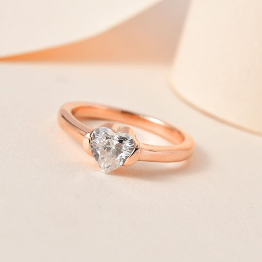 Moissanit Ringe 925 Silber Roségold Vermeil ca. 0.93 ct