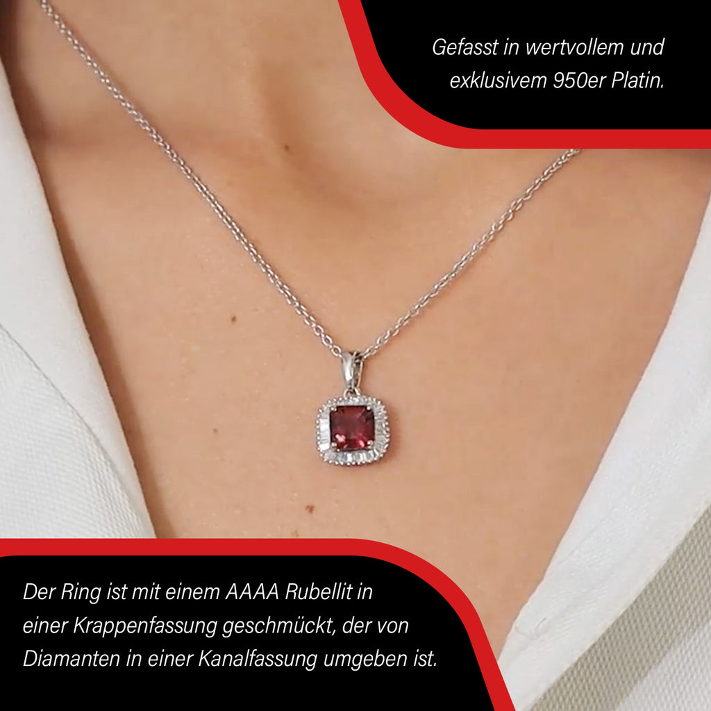 Rhapsody AAAA Rubellit, Weißer Diamant VS-EF Anhänger, 950 Platin, ca. 2.24 ct