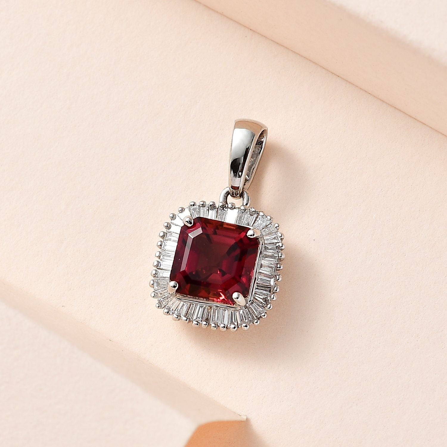 Rhapsody AAAA Rubellit, Weißer Diamant VS-EF Anhänger, 950 Platin, ca. 2.24 ct