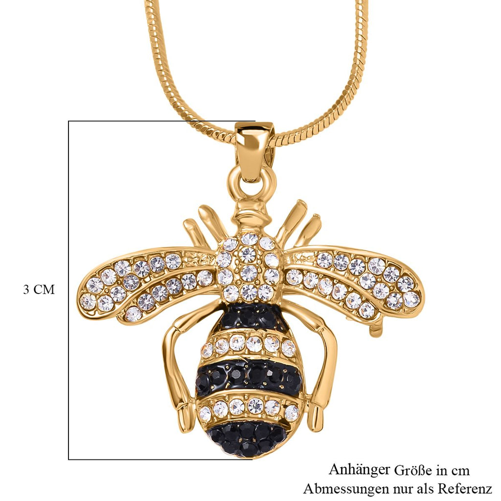 Anhänger mit Kette und Brosche Duo, emailliert, ca. 60cm, Biene