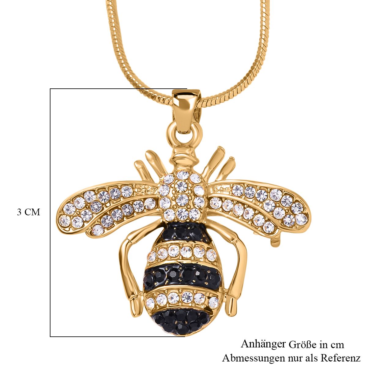 Anhänger mit Kette und Brosche Duo, emailliert, ca. 60cm, Biene