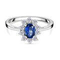 Kyanit, Weißer Zirkon Ring, 925 Silber platiniert, (Größe 16.00) ca. 1.11 ct