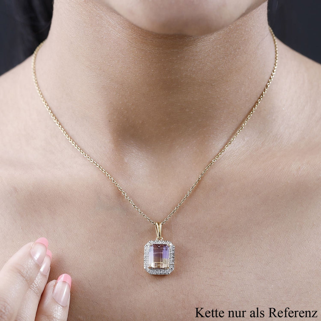 AAA Ametrin, Weißer Zirkon Anhänger, 925 Silber Gelbgold Vermeil, ca. 5.41 ct