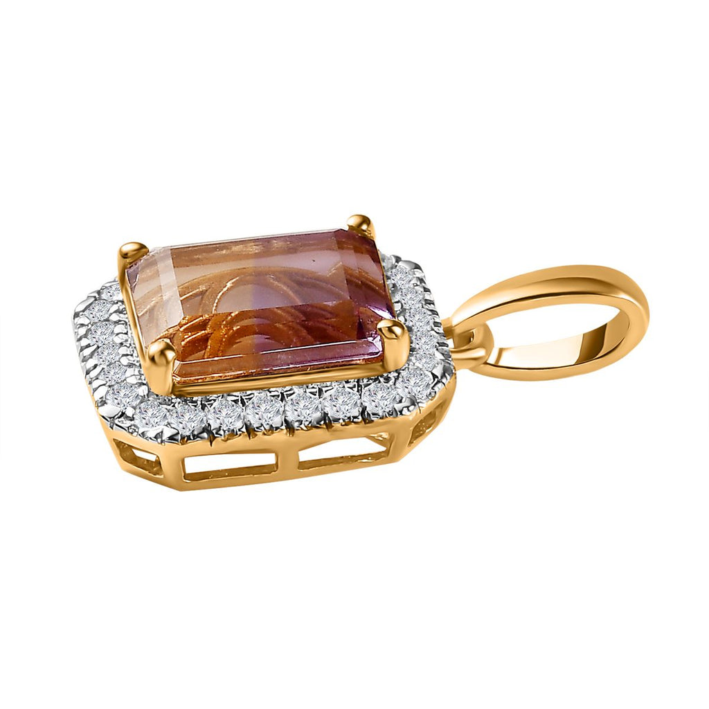 AAA Ametrin, Weißer Zirkon Anhänger, 925 Silber Gelbgold Vermeil, ca. 5.41 ct