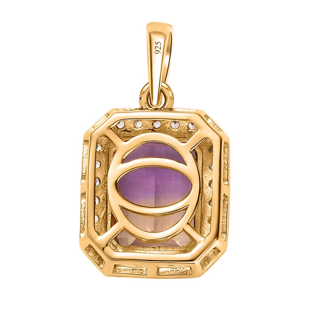 AAA Ametrin, Weißer Zirkon Anhänger, 925 Silber Gelbgold Vermeil, ca. 5.41 ct