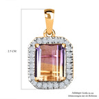 AAA Ametrin, Weißer Zirkon Anhänger, 925 Silber Gelbgold Vermeil, ca. 5.41 ct