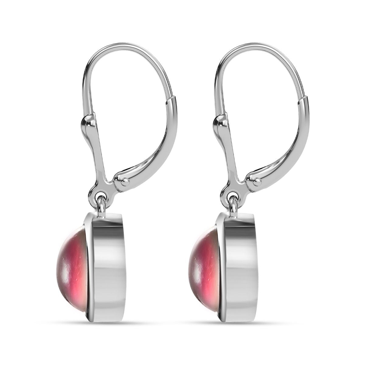 Flamingo Mondstein Ohrringe, 925 Silber platiniert, ca. 4.16 ct