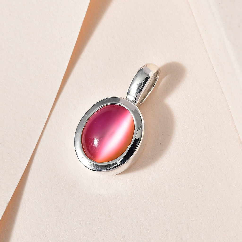 Flamingo Mondstein Anhänger, 925 Silber platiniert, ca. 3.74 ct