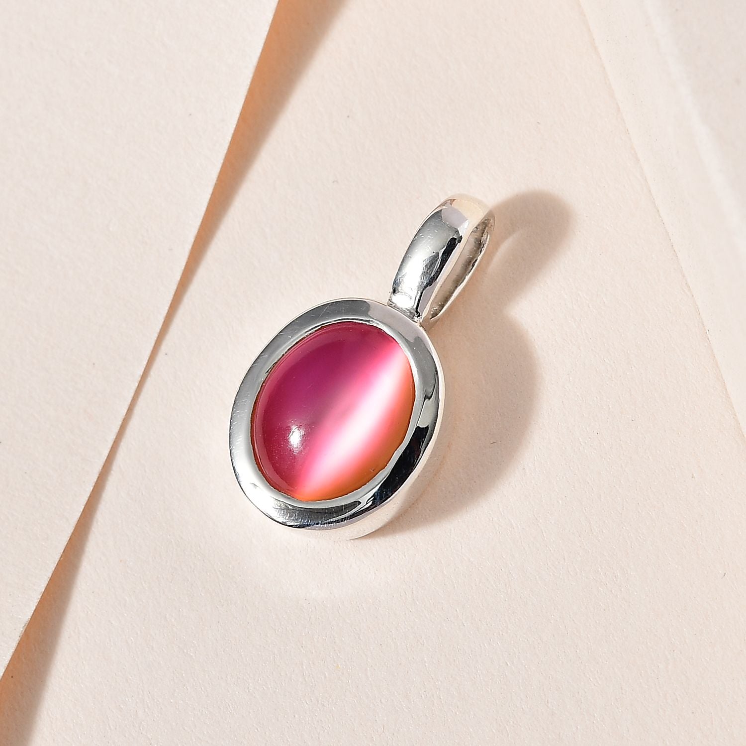 Flamingo Mondstein Anhänger, 925 Silber platiniert, ca. 3.74 ct