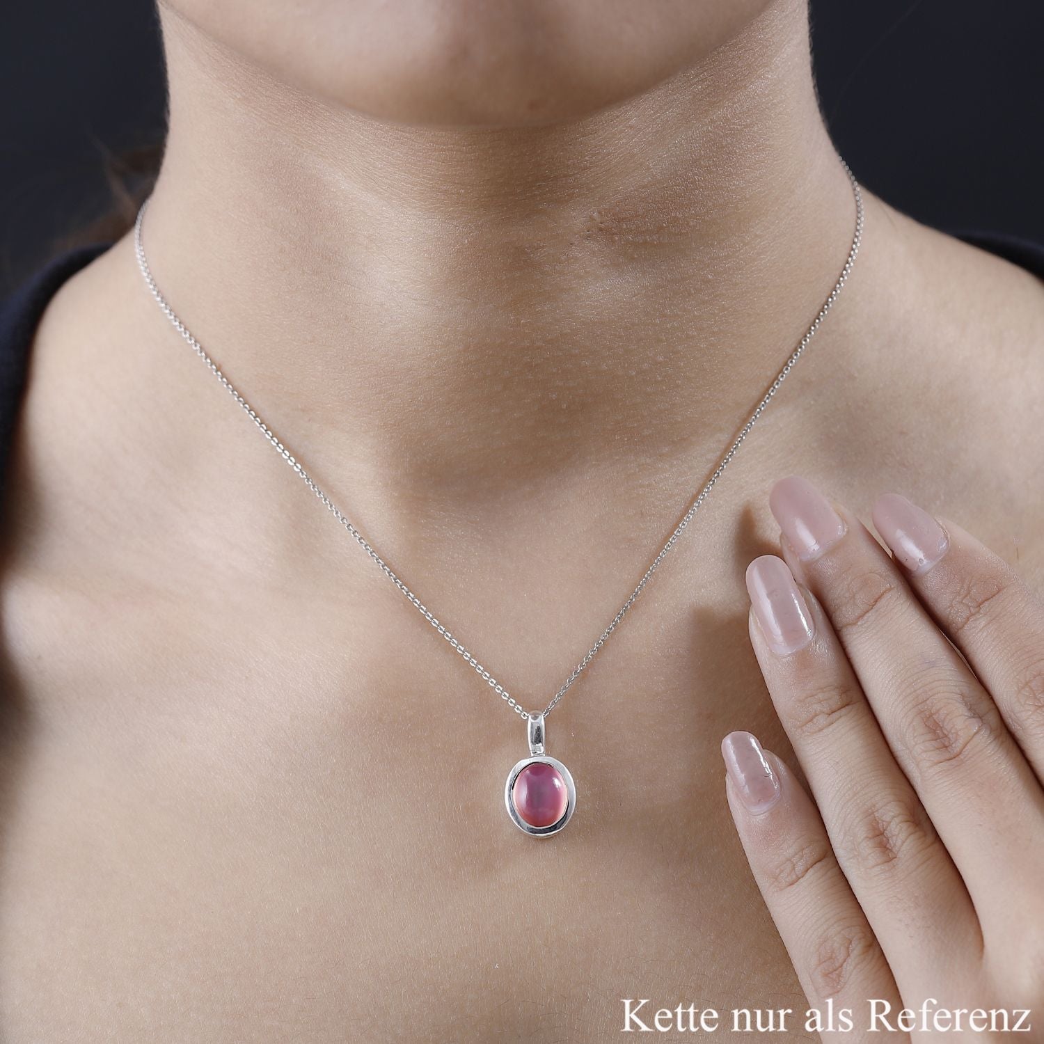 Flamingo Mondstein Anhänger, 925 Silber platiniert, ca. 3.74 ct