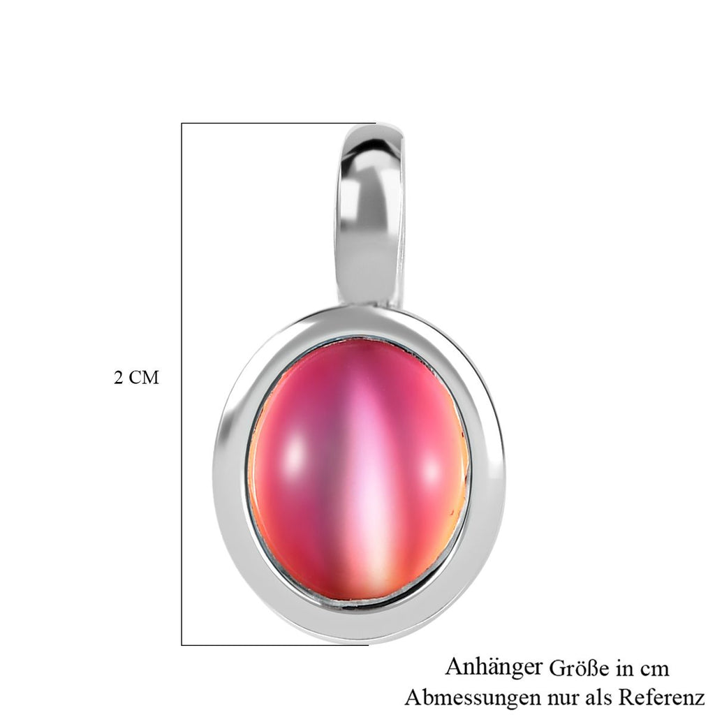 Flamingo Mondstein Anhänger, 925 Silber platiniert, ca. 3.74 ct