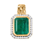Smaragd-Triplette-Quarz, Weißer Zirkon Anhänger 925 Silber Gelbgold Vermeil ca. 7.47 ct