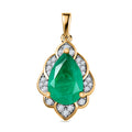 Smaragd-Quarz-Triplette, Weißer Zirkon Anhänger 925 Silber vergoldet ca. 3.97 ct
