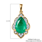 Smaragd-Quarz-Triplette, Weißer Zirkon Anhänger 925 Silber vergoldet ca. 3.97 ct