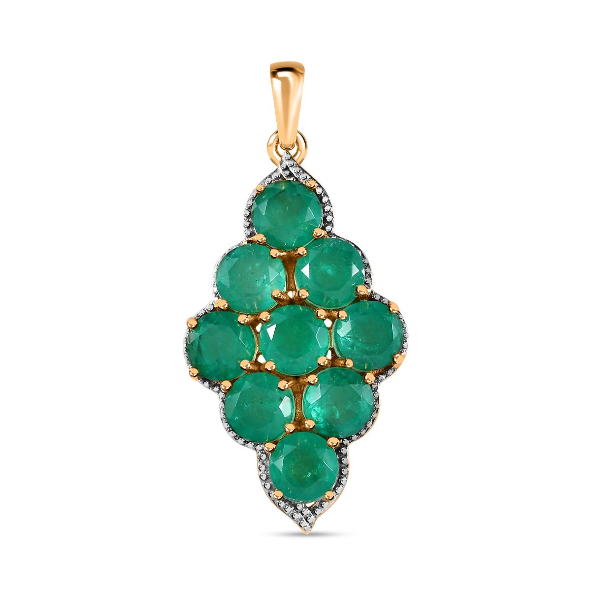 Smaragd-Quarz-Triplette Anhänger, 925 Silber Gelbgold Vermeil, ca. 10.38 ct