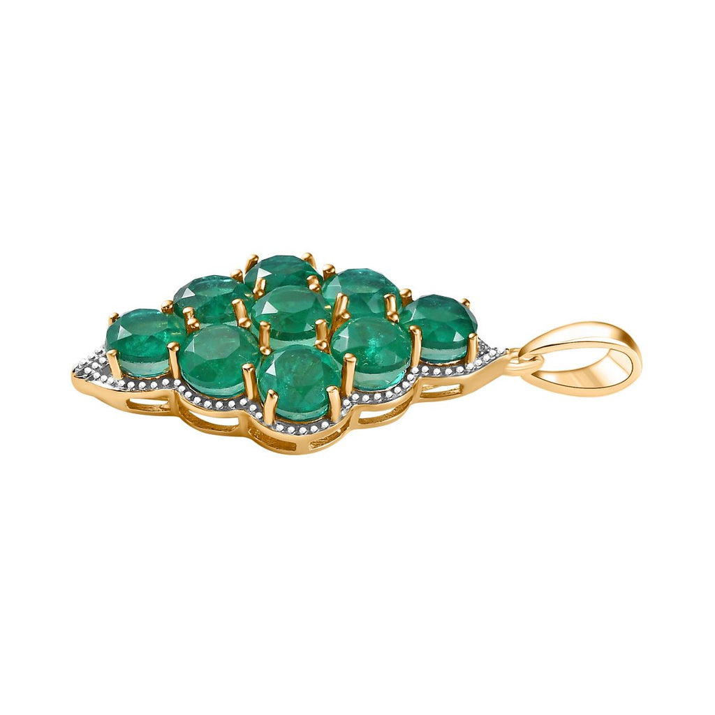 Smaragd-Quarz-Triplette Anhänger, 925 Silber Gelbgold Vermeil, ca. 10.38 ct
