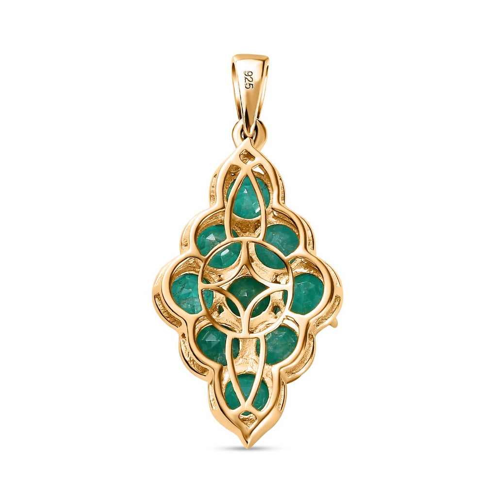 Smaragd-Quarz-Triplette Anhänger, 925 Silber Gelbgold Vermeil, ca. 10.38 ct