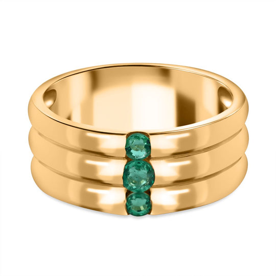 AAA Kagem Sambischer Smaragd Ring, 925 Silber Gelbgold Vermeil, (Größe 20.00) ca. 0.41 ct