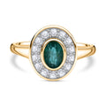 AAA Kagem Sambischer Smaragd, Weißer Zirkon Ringe 925 Silber Gelbgold Vermeil (Größe 19.00) ca. 1.37 ct