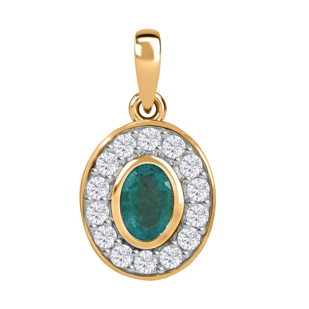 AAA Kagem Sambischer Smaragd, Weißer Zirkon Anhänger 925 Silber Gelbgold Vermeil ca. 1.37 ct