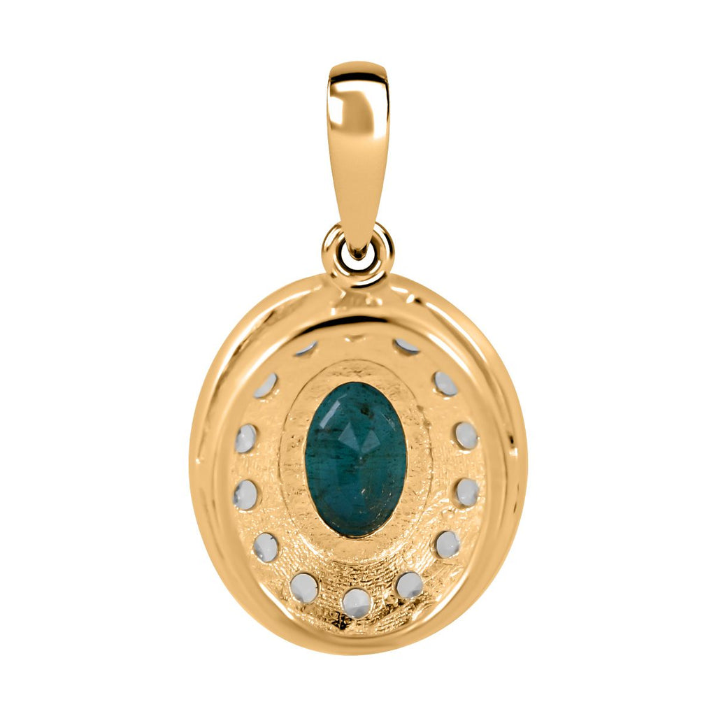 AAA Kagem Sambischer Smaragd, Weißer Zirkon Anhänger 925 Silber Gelbgold Vermeil ca. 1.37 ct