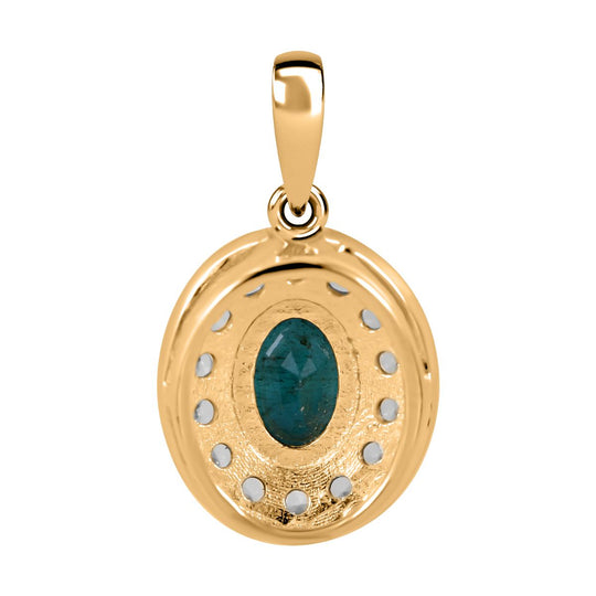 AAA Kagem Sambischer Smaragd, Weißer Zirkon Anhänger 925 Silber Gelbgold Vermeil ca. 1.37 ct