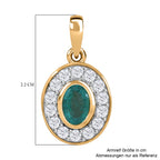 AAA Kagem Sambischer Smaragd, Weißer Zirkon Anhänger 925 Silber Gelbgold Vermeil ca. 1.37 ct
