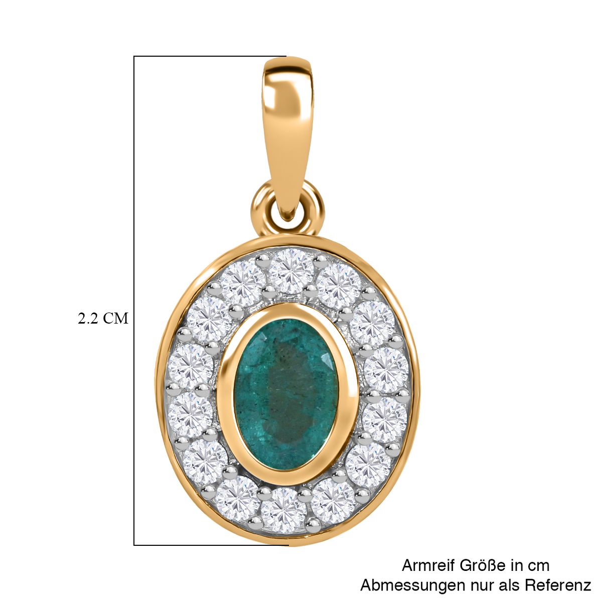 AAA Kagem Sambischer Smaragd, Weißer Zirkon Anhänger 925 Silber Gelbgold Vermeil ca. 1.37 ct