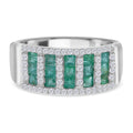 AAA Kagem Sambischer Smaragd, Weißer Zirkon Ringe 925 Silber rhodiniert (Größe 19.00) ca. 1,48 ct