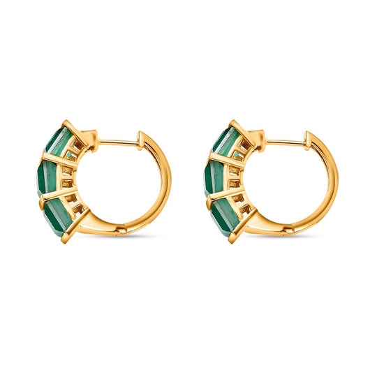 Smaragd-Quarz-Triplette-Ohrringe, 925 Silber Gelbgold Vermeil ca. 9.17 ct