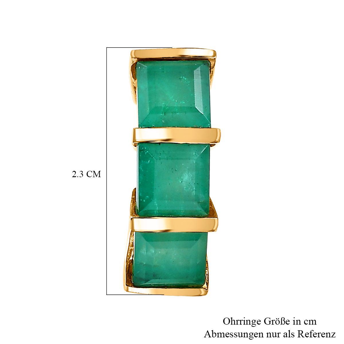 Smaragd-Quarz-Triplette-Ohrringe, 925 Silber Gelbgold Vermeil ca. 9.17 ct