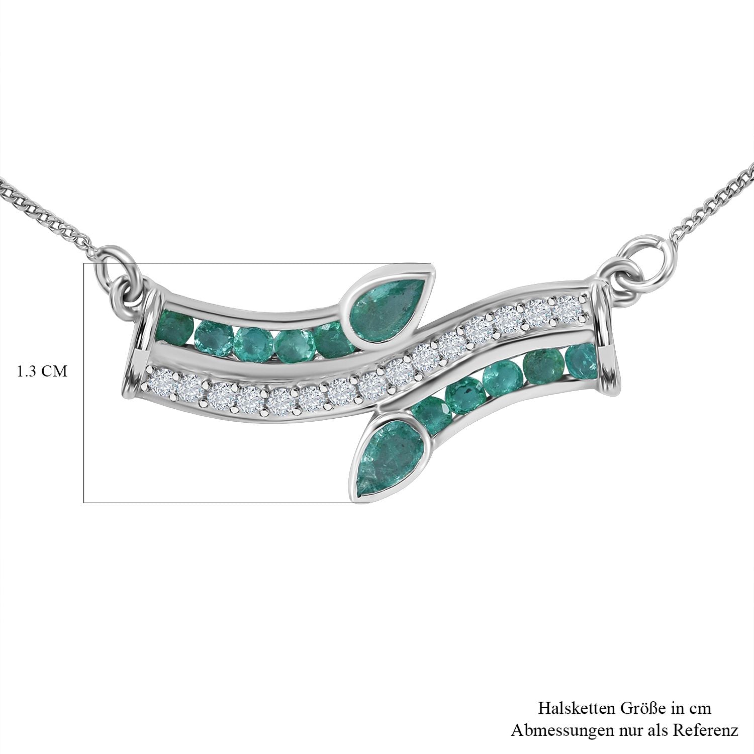 AAA Kagem Sambische Smaragd Halskette,  ca. 45 cm 925 Silber rhodiniert ca. 1,26 ct.