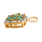 AAA Gemfields Smaragd, Weißer Zirkon Anhänger 925 Silber Gelbgold Vermeil ca. 0.85 ct