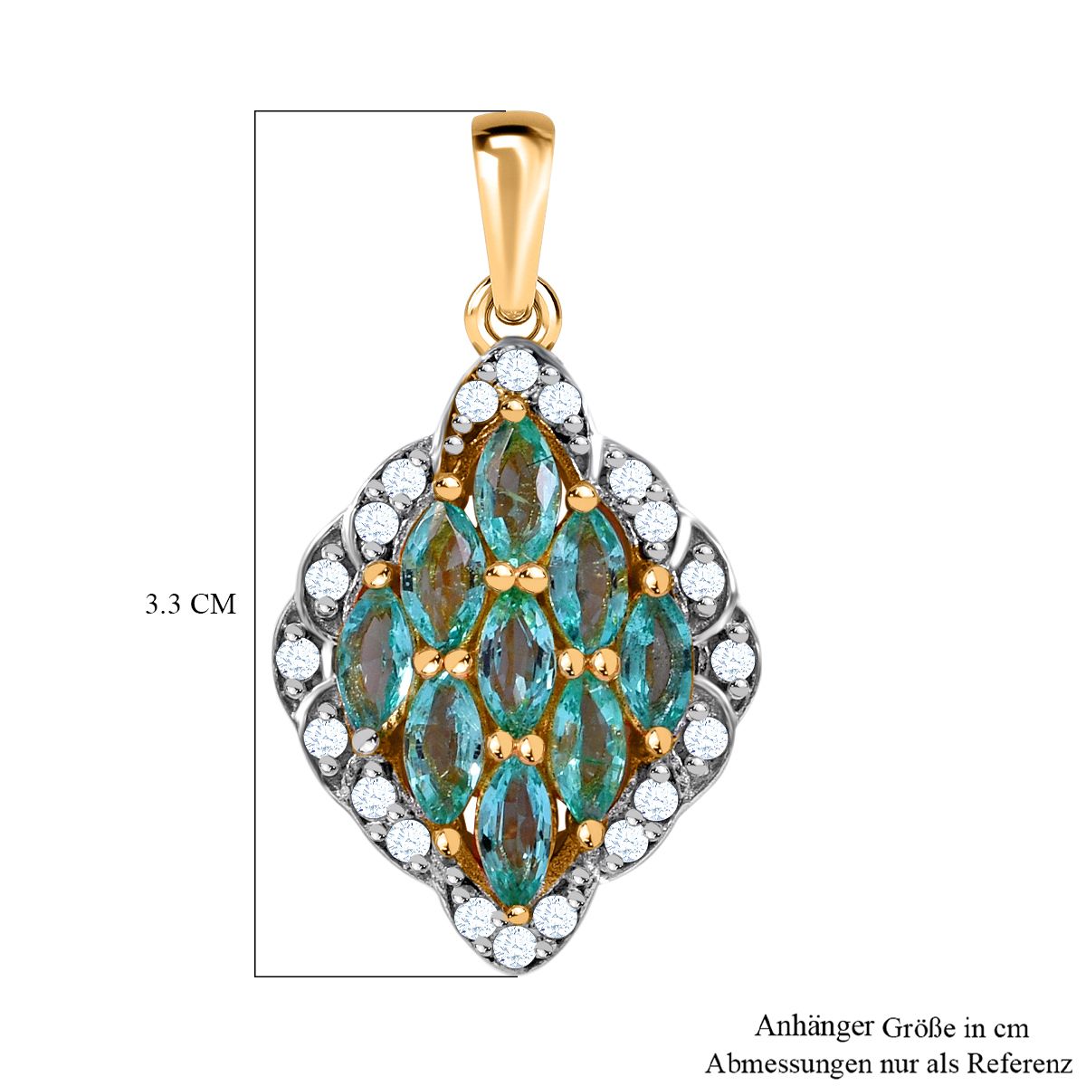 AAA Gemfields Smaragd, Weißer Zirkon Anhänger 925 Silber Gelbgold Vermeil ca. 0.85 ct