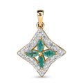 AAA Gemfields Smaragd, Weißer Zirkon Anhänger 925 Silber Gelbgold Vermeil ca. 0.84 ct