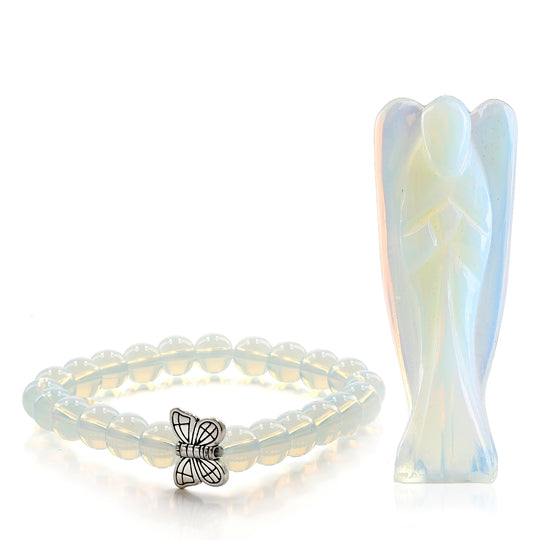 2er Set - Schutzengel aus Aventurin und Energie-Armband, Handgefertigt