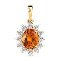 Serra Gaucha Citrin, Weißer Zirkon Anhänger, 925 Silber Gelbgold Vermeil, ca. 2.92 ct