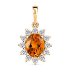 Serra Gaucha Citrin, Weißer Zirkon Anhänger, 925 Silber Gelbgold Vermeil, ca. 2.92 ct