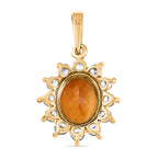 Serra Gaucha Citrin, Weißer Zirkon Anhänger, 925 Silber Gelbgold Vermeil, ca. 2.92 ct