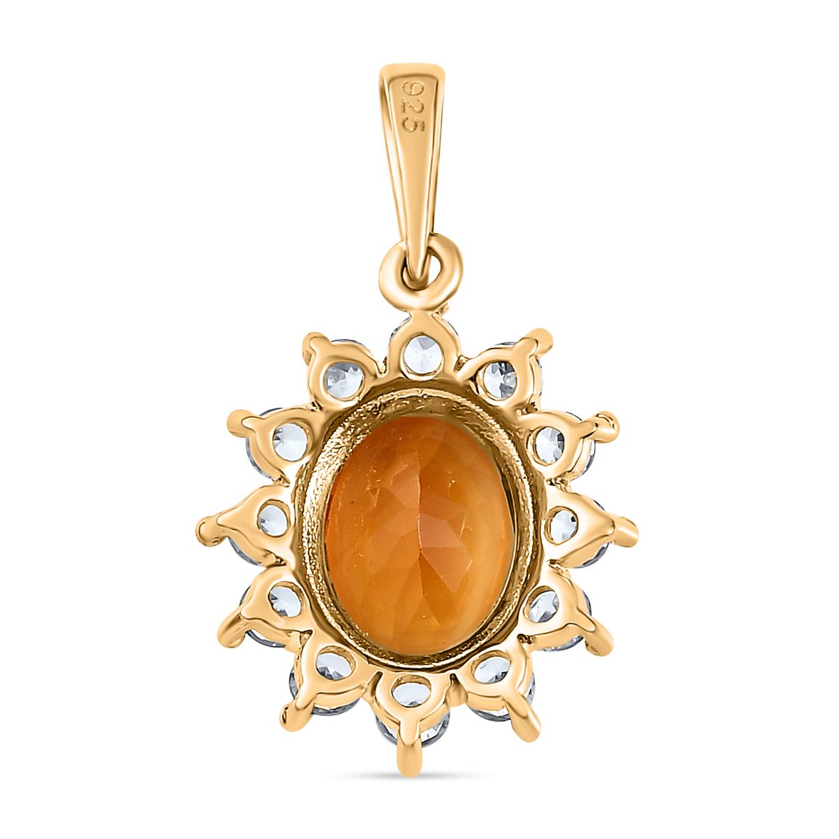 Serra Gaucha Citrin, Weißer Zirkon Anhänger, 925 Silber Gelbgold Vermeil, ca. 2.92 ct