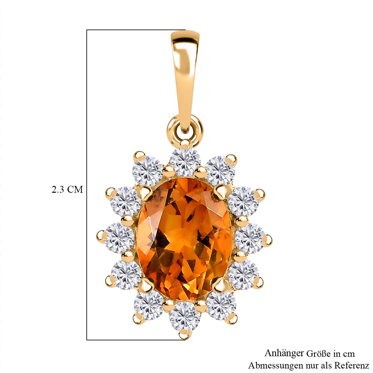 Serra Gaucha Citrin, Weißer Zirkon Anhänger, 925 Silber Gelbgold Vermeil, ca. 2.92 ct