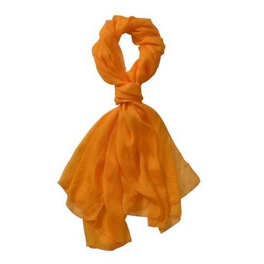 LA MAREY Solid chiffon 100% silk scarfMaterial:100% silk Size:110cm*180cmWeight : 50gColor: peach
